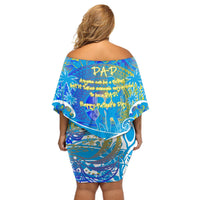 Father's Day Tuvalu Off Shoulder Short Dress Special Dad Polynesia Paradise DT02 - Polynesian Pride