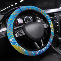 Father's Day Tuvalu Steering Wheel Cover Special Dad Polynesia Paradise DT02 Universal Fit Blue - Polynesian Pride