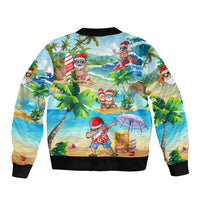 Guam Christmas Bomber Jacket Santa Claus Beach and Wave DT02 - Polynesian Pride