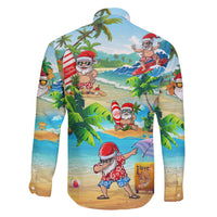 Guam Christmas Family Matching Short Sleeve Bodycon Dress and Hawaiian Shirt Santa Claus Beach and Wave DT02 - Polynesian Pride