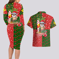 Hawaii Christmas Couples Matching Long Sleeve Bodycon Dress and Hawaiian Shirt Mele Kalikimaka Kanaka Maoli DT02 - Polynesian Pride