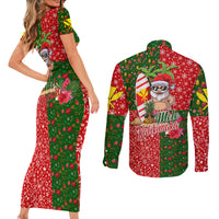 Hawaii Christmas Couples Matching Short Sleeve Bodycon Dress and Long Sleeve Button Shirts Mele Kalikimaka Kanaka Maoli DT02 - Polynesian Pride