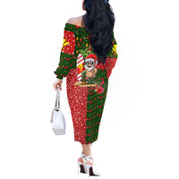Hawaii Christmas Off The Shoulder Long Sleeve Dress Mele Kalikimaka Kanaka Maoli DT02 - Polynesian Pride