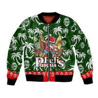 Guam Christmas Bomber Jacket Felis Pusgua Tropical Xmas Patterns DT02 Unisex Green - Polynesian Pride