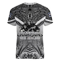 New Zealand Women V Neck T Shirt Rugby Aotearoa Champions DT02 - Polynesian Pride