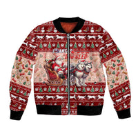 Dog Sled Christmas Bomber Jacket Husky Sleigh Ride Design - Polynesian Pride