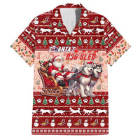 Dog Sled Christmas Family Matching Short Sleeve Bodycon Dress and Hawaiian Shirt Husky Sleigh Ride Design - Polynesian Pride