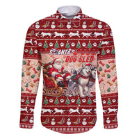 Dog Sled Christmas Family Matching Summer Maxi Dress and Hawaiian Shirt Husky Sleigh Ride Design - Polynesian Pride