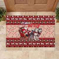 Dog Sled Christmas Rubber Doormat Husky Sleigh Ride Design - Polynesian Pride