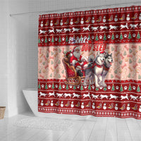 Dog Sled Christmas Shower Curtain Husky Sleigh Ride Design - Polynesian Pride