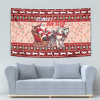 Dog Sled Christmas Tapestry Husky Sleigh Ride Design - Polynesian Pride