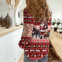 Dog Sled Christmas Women Casual Shirt Husky Sleigh Ride Design - Polynesian Pride