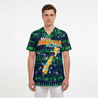 Merry Christmas New Zealand Scrub Top Xmas Travel Map DT02 - Polynesian Pride