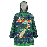 Merry Christmas New Zealand Wearable Blanket Hoodie Xmas Travel Map - Polynesian Pride