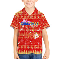 Merry Christmas Hawaii Kid Hawaiian Shirt Xmas Travel Map - Polynesian Pride