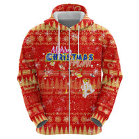 Merry Christmas Hawaii Zip Hoodie Xmas Travel Map - Polynesian Pride