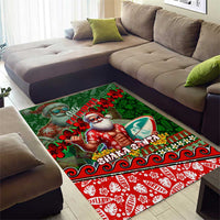 Mele Kalikimaka Shaka Santa Area Rug Hawaiian Surf Christmas Design with Aloha Spirit - Polynesian Pride