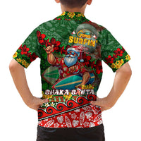 Mele Kalikimaka Shaka Santa Family Matching Puletasi and Hawaiian Shirt Hawaiian Surf Christmas Design with Aloha Spirit - Polynesian Pride