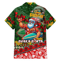Mele Kalikimaka Shaka Santa Family Matching Summer Maxi Dress and Hawaiian Shirt Hawaiian Surf Christmas Design with Aloha Spirit - Polynesian Pride