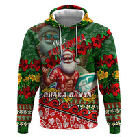 Mele Kalikimaka Shaka Santa Hoodie Hawaiian Surf Christmas Design with Aloha Spirit - Polynesian Pride