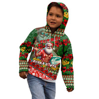 Mele Kalikimaka Shaka Santa Kid Hoodie Hawaiian Surf Christmas Design with Aloha Spirit - Polynesian Pride