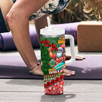 Mele Kalikimaka Shaka Santa Tumbler With Handle Hawaiian Surf Christmas Design with Aloha Spirit - Polynesian Pride