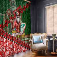 Mele Kalikimaka Shaka Santa Window Curtain Hawaiian Surf Christmas Design with Aloha Spirit - Polynesian Pride