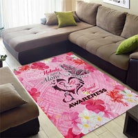 Butterfly Polynesia Breast Cancer Area Rug Nobody Fights Alone Pink Out Tropical Hibiscus