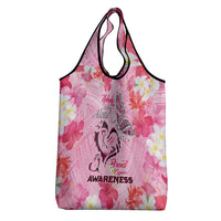 Butterfly Polynesia Breast Cancer Grocery Bag Nobody Fights Alone Pink Out Tropical Hibiscus