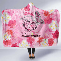 Butterfly Polynesia Breast Cancer Hooded Blanket Nobody Fights Alone Pink Out Tropical Hibiscus DT02 One Size Pink - Polynesian Pride