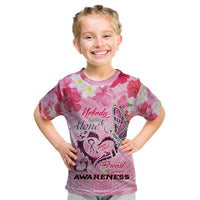 Butterfly Polynesia Breast Cancer Kid T Shirt Nobody Fights Alone Pink Out Tropical Hibiscus
