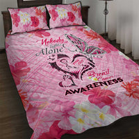 Butterfly Polynesia Breast Cancer Quilt Bed Set Nobody Fights Alone Pink Out Tropical Hibiscus DT02 Pink - Polynesian Pride