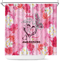 Butterfly Polynesia Breast Cancer Shower Curtain Nobody Fights Alone Pink Out Tropical Hibiscus
