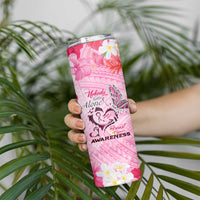 Butterfly Polynesia Breast Cancer Skinny Tumbler Nobody Fights Alone Pink Out Tropical Hibiscus