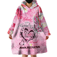 Butterfly Polynesia Breast Cancer Wearable Blanket Hoodie Nobody Fights Alone Pink Out Tropical Hibiscus DT02 - Polynesian Pride