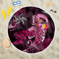 Breast Cancer Mermaid Polynesia Beach Blanket Faith Hope Love DT02 One Size 150cm Pink - Polynesian Pride