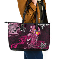 Breast Cancer Mermaid Polynesia Leather Tote Bag Faith Hope Love