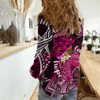 Breast Cancer Mermaid Polynesia Women Casual Shirt Faith Hope Love