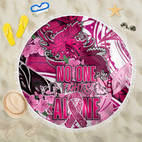 Breast Cancer Awareness Hawaii Beach Blanket Polynesia Girl Nobody Fights Alone DT02 One Size 150cm Pink - Polynesian Pride