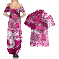 Breast Cancer Awareness Hawaii Couples Matching Summer Maxi Dress and Hawaiian Shirt Polynesia Girl Nobody Fights Alone DT02 - Polynesian Pride