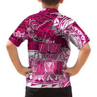 Breast Cancer Awareness Hawaii Family Matching Off The Shoulder Long Sleeve Dress and Hawaiian Shirt Polynesia Girl Nobody Fights Alone