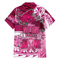 Breast Cancer Awareness Hawaii Family Matching Off The Shoulder Long Sleeve Dress and Hawaiian Shirt Polynesia Girl Nobody Fights Alone