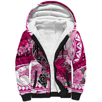 Breast Cancer Awareness Hawaii Sherpa Hoodie Polynesia Girl Nobody Fights Alone DT02 Unisex Pink - Polynesian Pride