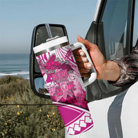 Breast Cancer Awareness Hawaii Tumbler With Handle Polynesia Girl Nobody Fights Alone