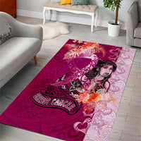 Breast Cancer New Zealand Area Rug Maori Aotearoa Girl Pink Out