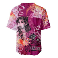 Breast Cancer New Zealand Baseball Jersey Maori Aotearoa Girl Pink Out