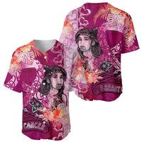 Breast Cancer New Zealand Baseball Jersey Maori Aotearoa Girl Pink Out
