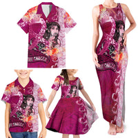 Breast Cancer New Zealand Family Matching Tank Maxi Dress and Hawaiian Shirt Maori Aotearoa Girl Pink Out