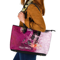 Breast Cancer New Zealand Leather Tote Bag Maori Aotearoa Girl Pink Out