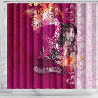 Breast Cancer New Zealand Shower Curtain Maori Aotearoa Girl Pink Out